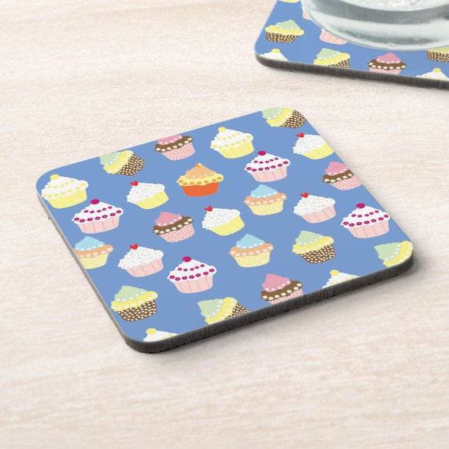Delicious Decorated Birthday Cupcakes Beverage Coaster (Left Side)