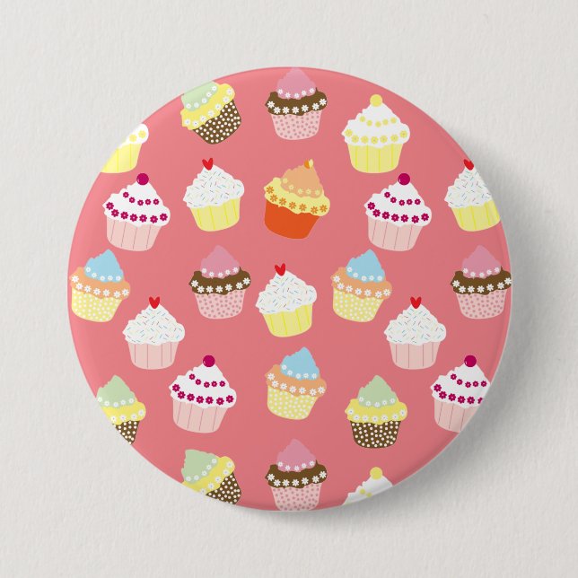 Delicious Decorated Birthday Cupcakes Button (Front)