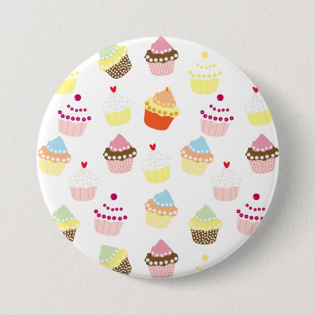 Delicious Decorated Birthday Cupcakes Button (Front)
