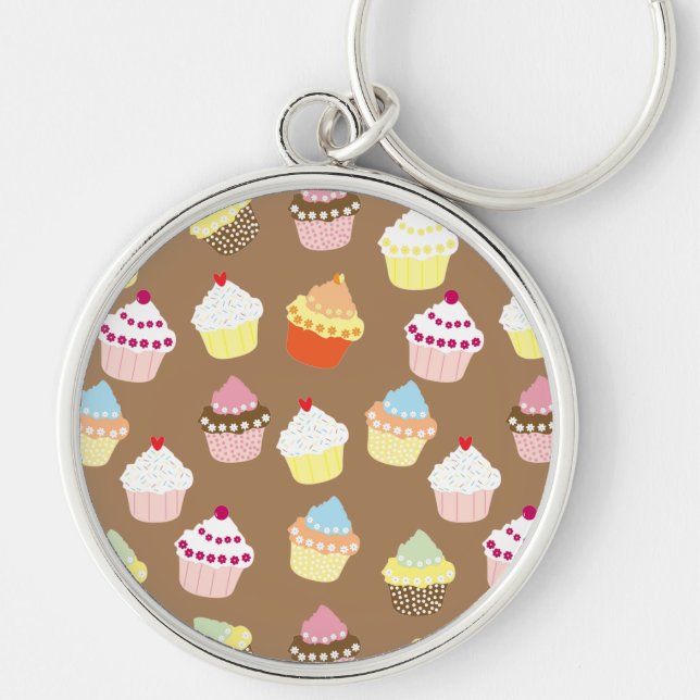 Delicious Decorated Birthday Cupcakes Keychain (Front)