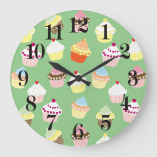 Delicious Decorated Birthday Cupcakes Large Clock