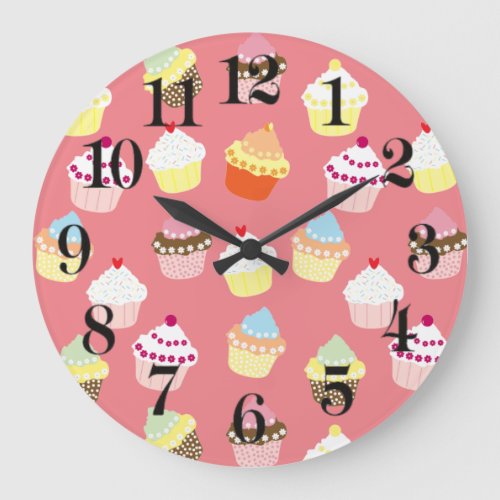 Delicious Decorated Birthday Cupcakes Large Clock