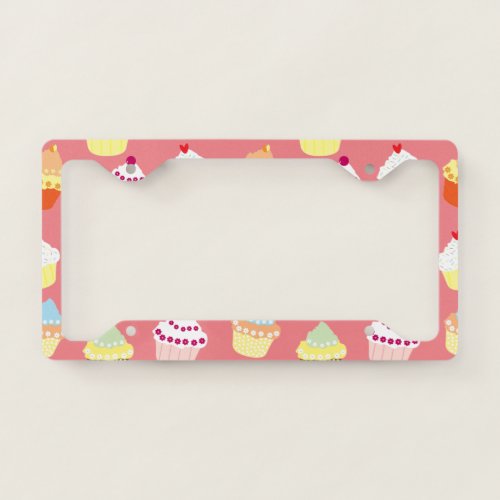 Delicious Decorated Birthday Cupcakes License Plate Frame