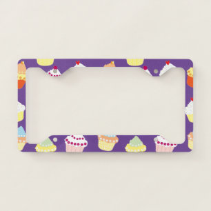 Delicious Decorated Birthday Cupcakes License Plate Frame