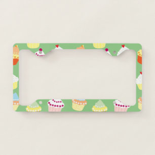 Delicious Decorated Birthday Cupcakes License Plate Frame