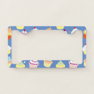 Delicious Decorated Birthday Cupcakes License Plate Frame