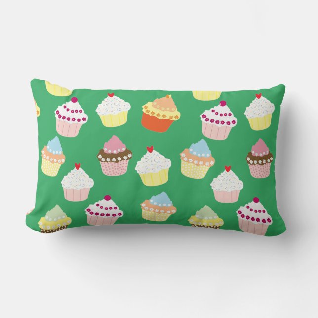 Delicious Decorated Birthday Cupcakes Lumbar Pillo Lumbar Pillow (Front)