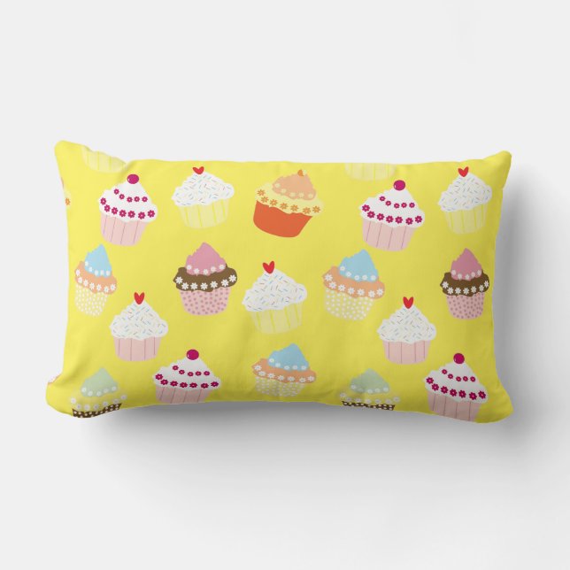 Delicious Decorated Birthday Cupcakes Lumbar Pillo Lumbar Pillow (Front)