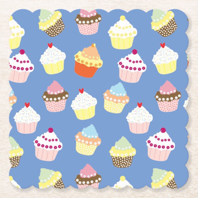 Delicious Decorated Birthday Cupcakes Paper Coaster (Front)