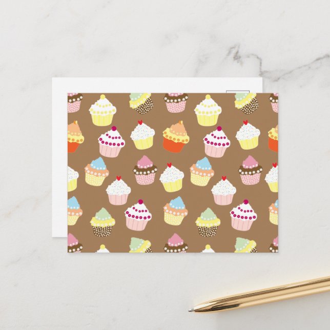 Delicious Decorated Birthday Cupcakes Postcard (Front/Back In Situ)