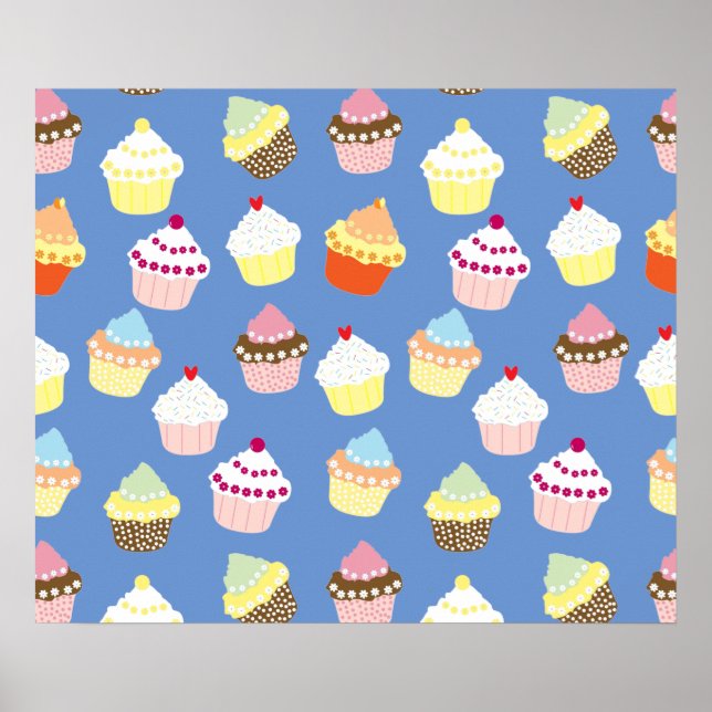 Delicious Decorated Birthday Cupcakes Poster (Front)