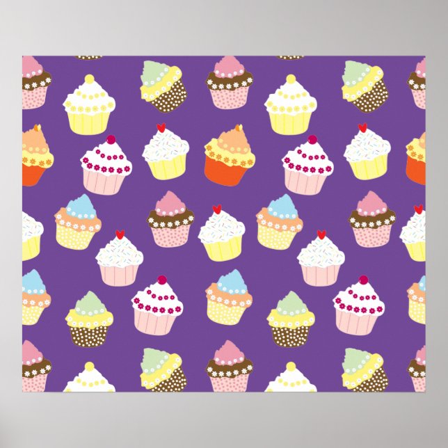 Delicious Decorated Birthday Cupcakes Poster (Front)