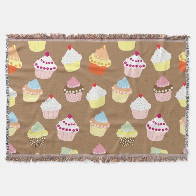 Delicious Decorated Birthday Cupcakes Throw Blanket (Front)