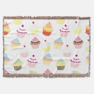 Delicious Decorated Birthday Cupcakes Throw Blanket