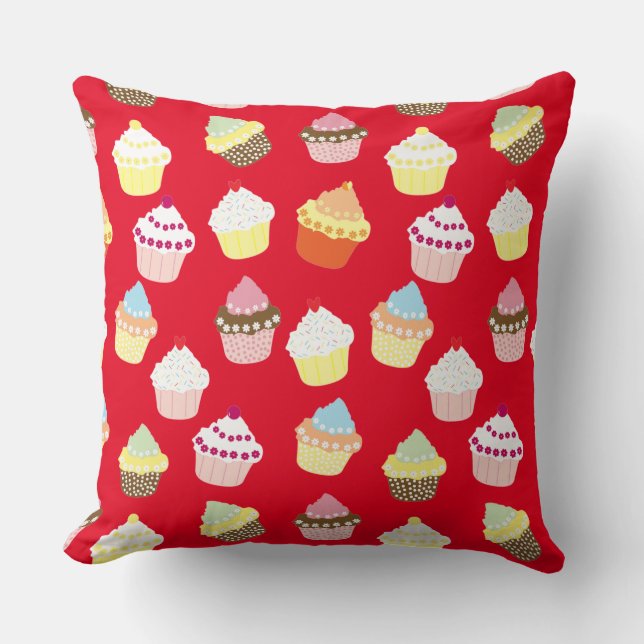Delicious Decorated Birthday Cupcakes Throw Pillow (Front)
