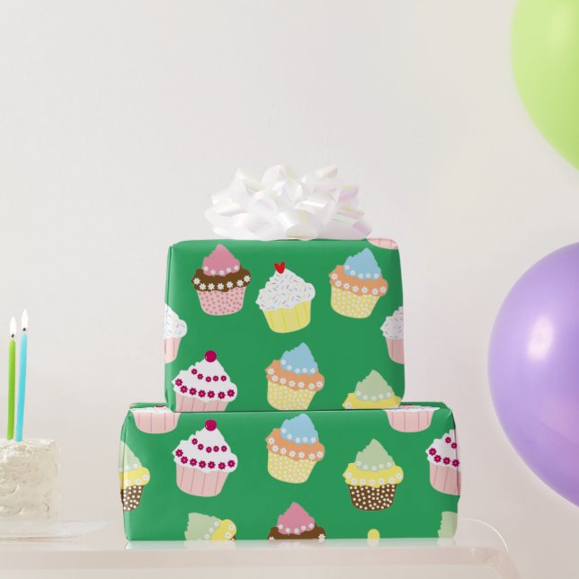 Delicious Decorated Birthday Cupcakes Wrapping Paper (Party Gifts)