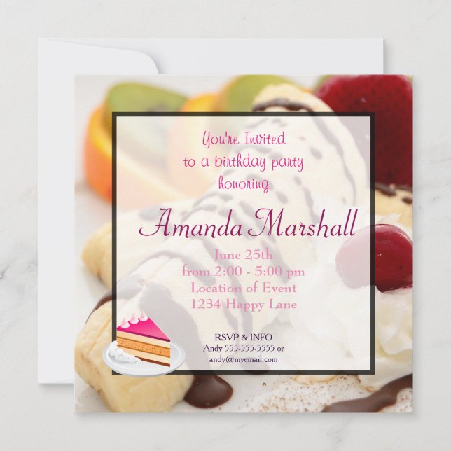 Delicious Dessert Birthday Party Invitation (Front)