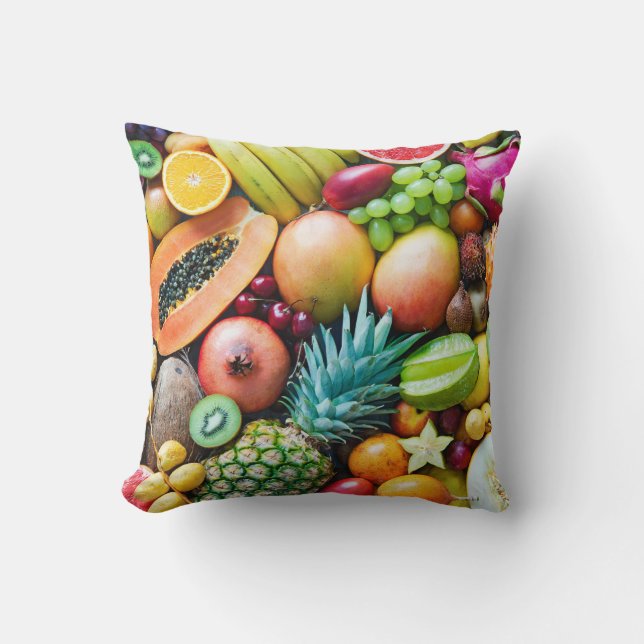 Delicious Display of Fruits Throw Pillow (Front)