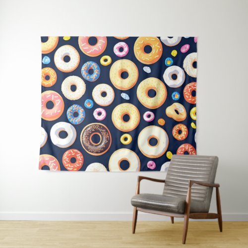 Delicious Donut Delight Wallpaper Tapestry