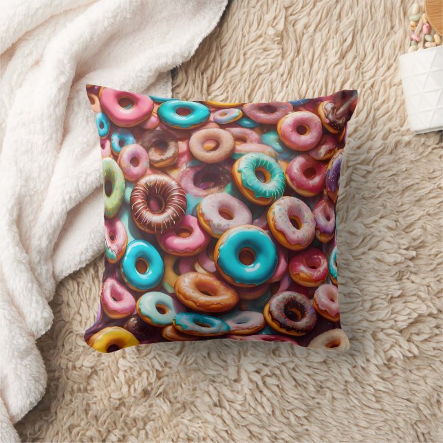 Delicious donut pattern throw pillow (Blanket)