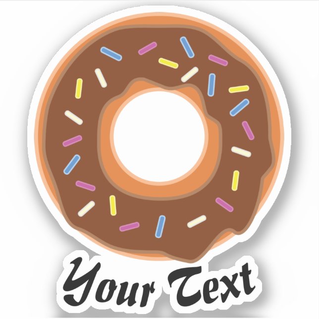 Delicious donut with chocolate and sugar sprinkles sticker (Front)