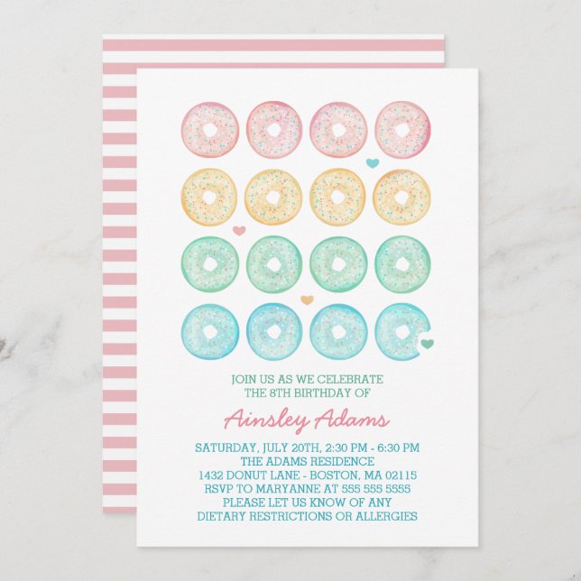 Delicious Donuts Birthday Party Invitation (Front/Back)