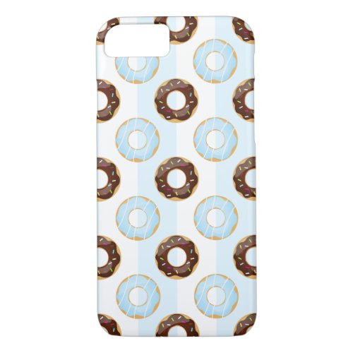 Delicious Donuts Blue Stripes iPhone 7 Case