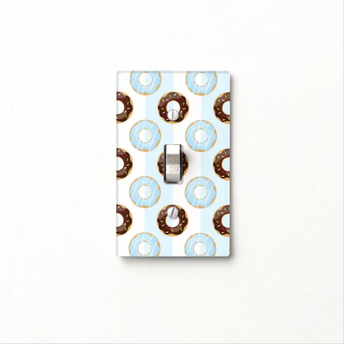 Delicious Donuts Blue Stripes Light Switch Cover