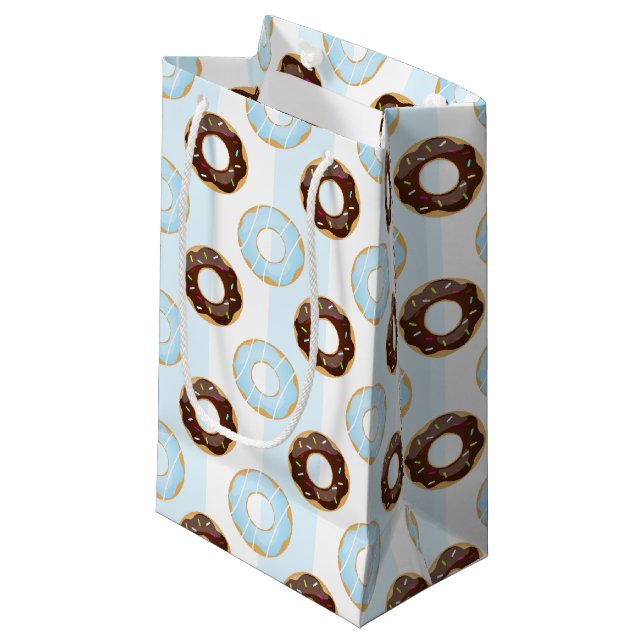 Delicious Donuts Blue Stripes Pattern Gift Bag (Front Angled)