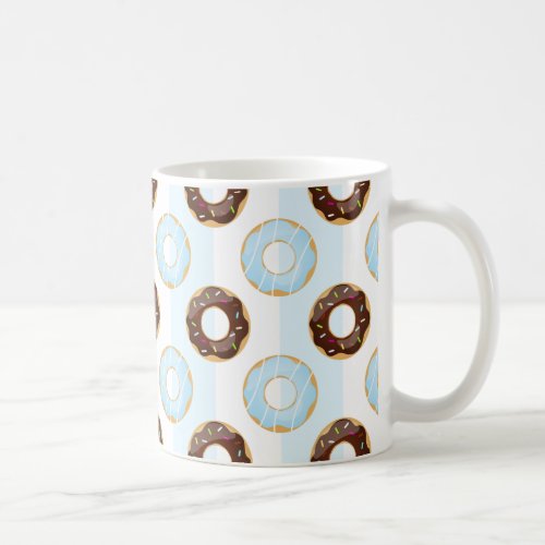 Delicious Donuts Blue Stripes Pattern Mug