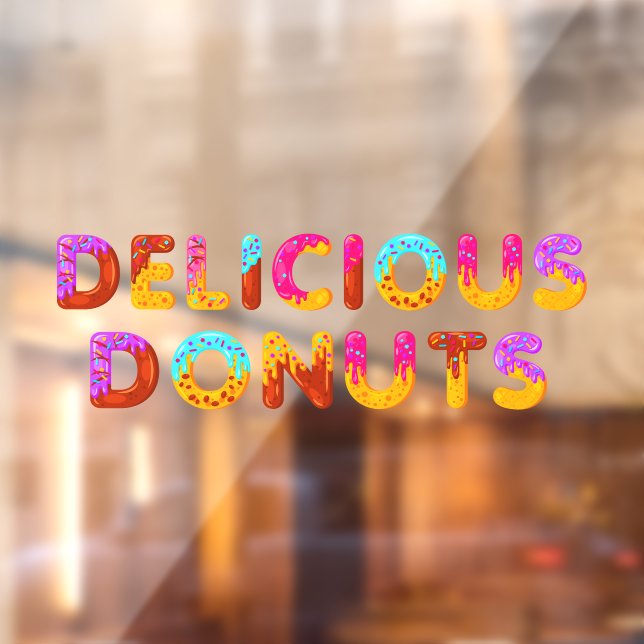 Delicious Donuts Cartoon Glazed Sprinkles  Window Cling (Sheet 2)