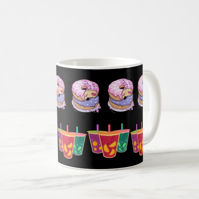 Delicious Donuts & Fruit Juice Delight Coffee Mug (Front Right)