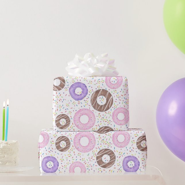 Delicious Donuts on White Wrapping Paper (Party Gifts)