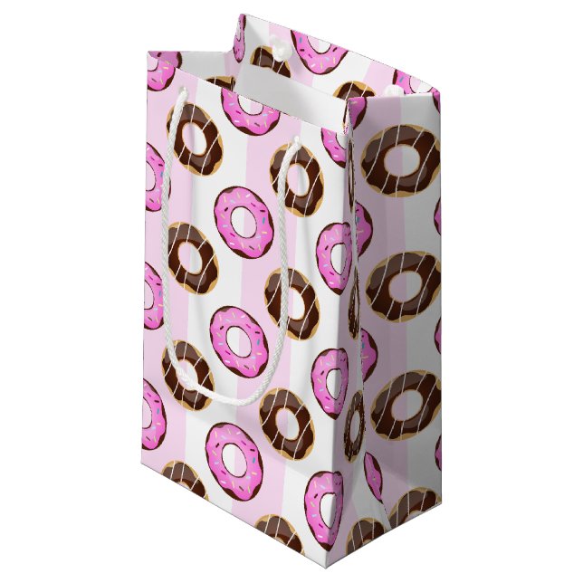 Delicious Donuts Pink Stripes Pattern Gift Bag (Front Angled)