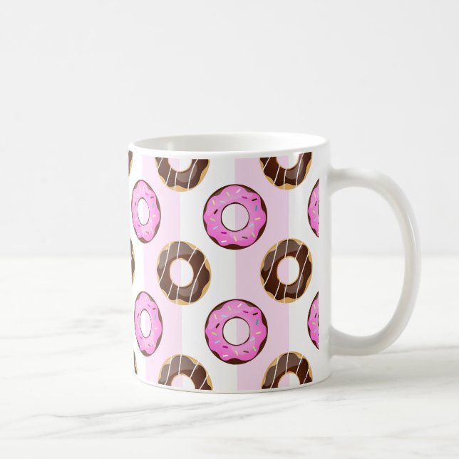 Delicious Donuts Pink Stripes Pattern Mug (Right)