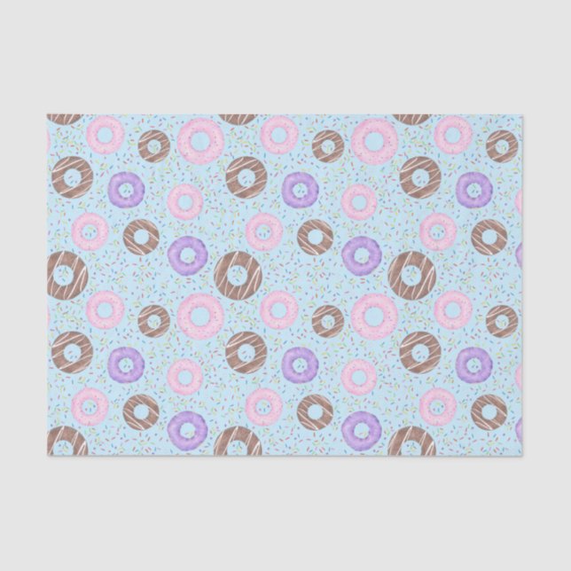 Delicious Donuts Tissue Paper on Blue (Front)