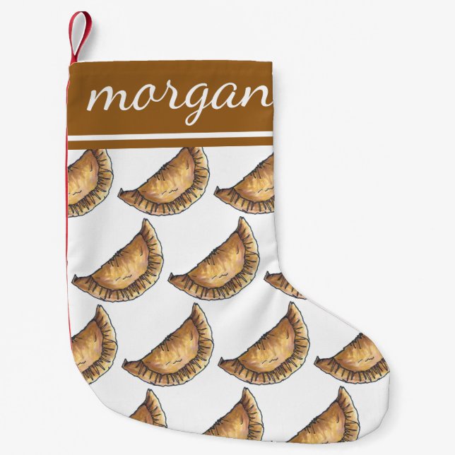 Delicious Empanadas Spanish Latin American Pastry Small Christmas Stocking (Front)