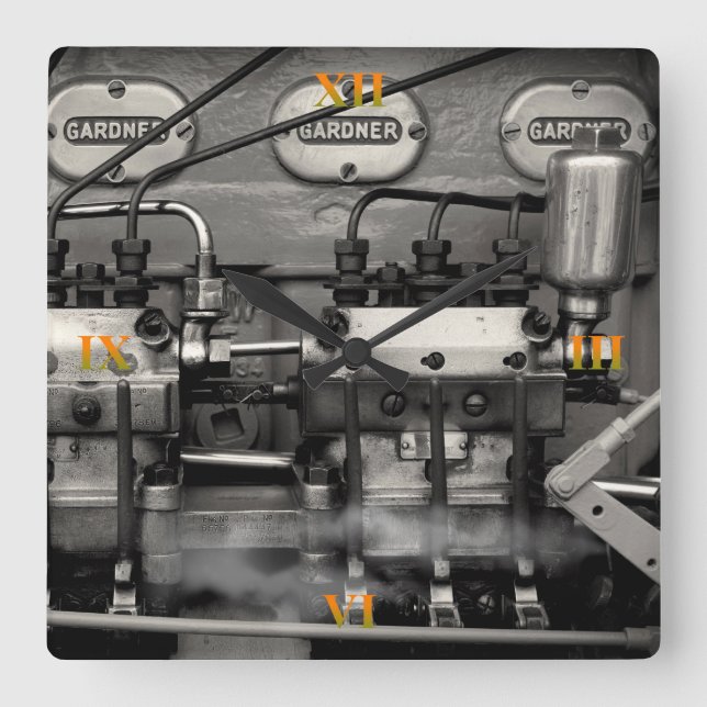 Delicious Engineering Square Wall Clock (Front)