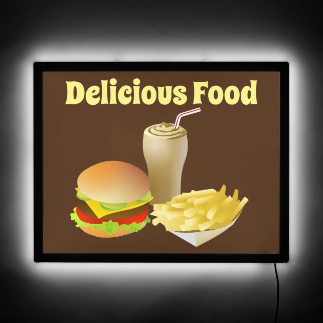 Delicious Food Fast Service Business LED Sign (Front)