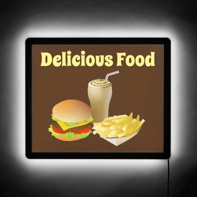 Delicious Food Fast Service Business LED Sign (Front)