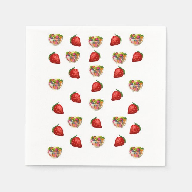 Delicious Fresh Strawberry Paper Napkins (Front)