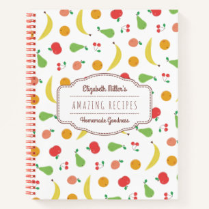Delicious Fruit Pattern Recipes Custom Name Notebook