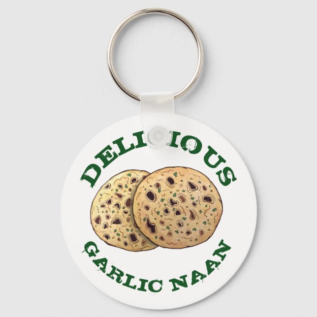 Delicious Garlic Naan Bread Indian Flatbread Baker Keychain (Front)