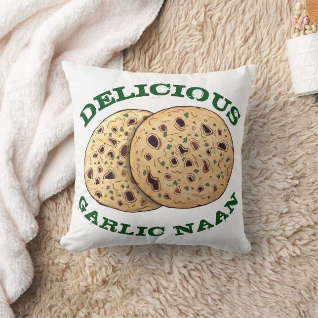 Delicious Garlic Naan Bread Indian Flatbread Food Throw Pillow (Blanket)