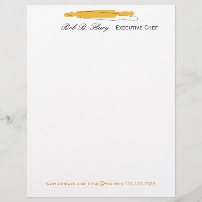 Delicious  Gourmet Cooking Chef  Restaurant Letterhead (Front)