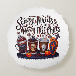 Delicious Halloween Coffee for Spooky Sips! Round Pillow