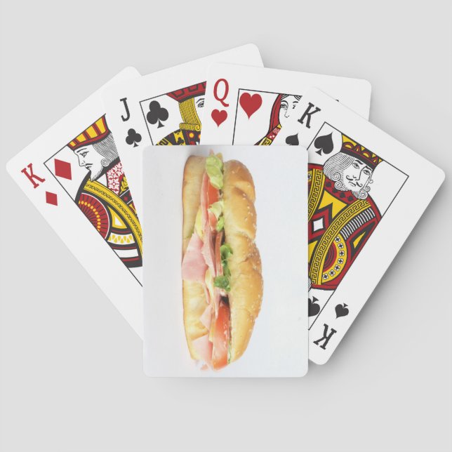 Delicious Ham & Cheese Sub Sandwich Poker Cards (Back)