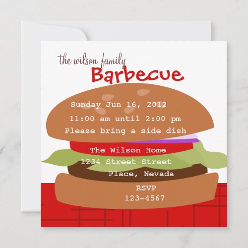 Delicious Hamburger Personalized Invite