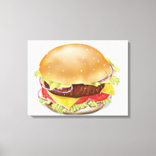 Delicious hamburger or cheeseburger. canvas print