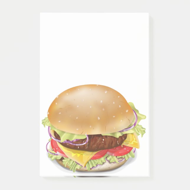 Delicious hamburger or cheeseburger. post-it notes (Front)